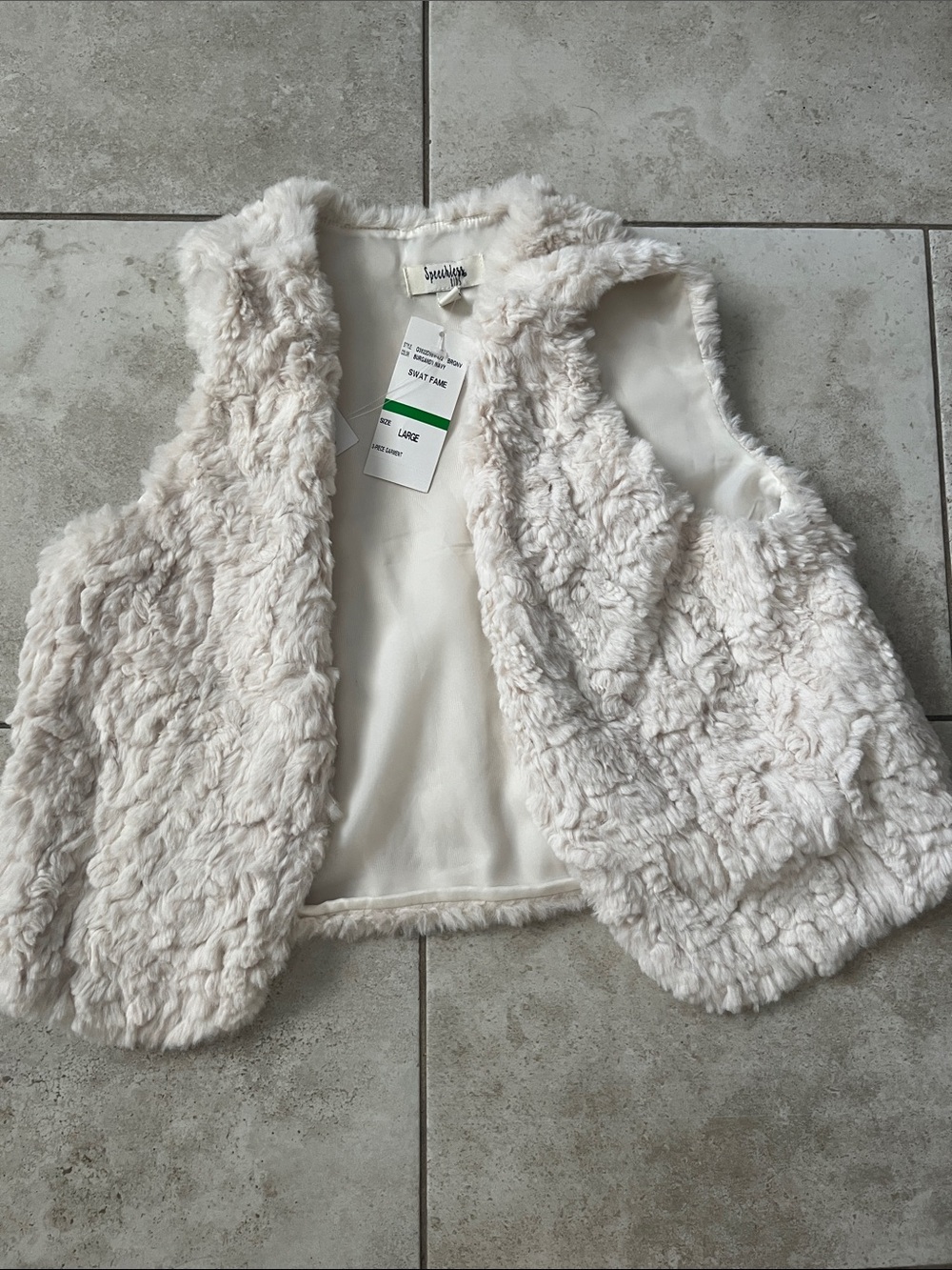 Speechless Cream Faux Fur Vest for Kids